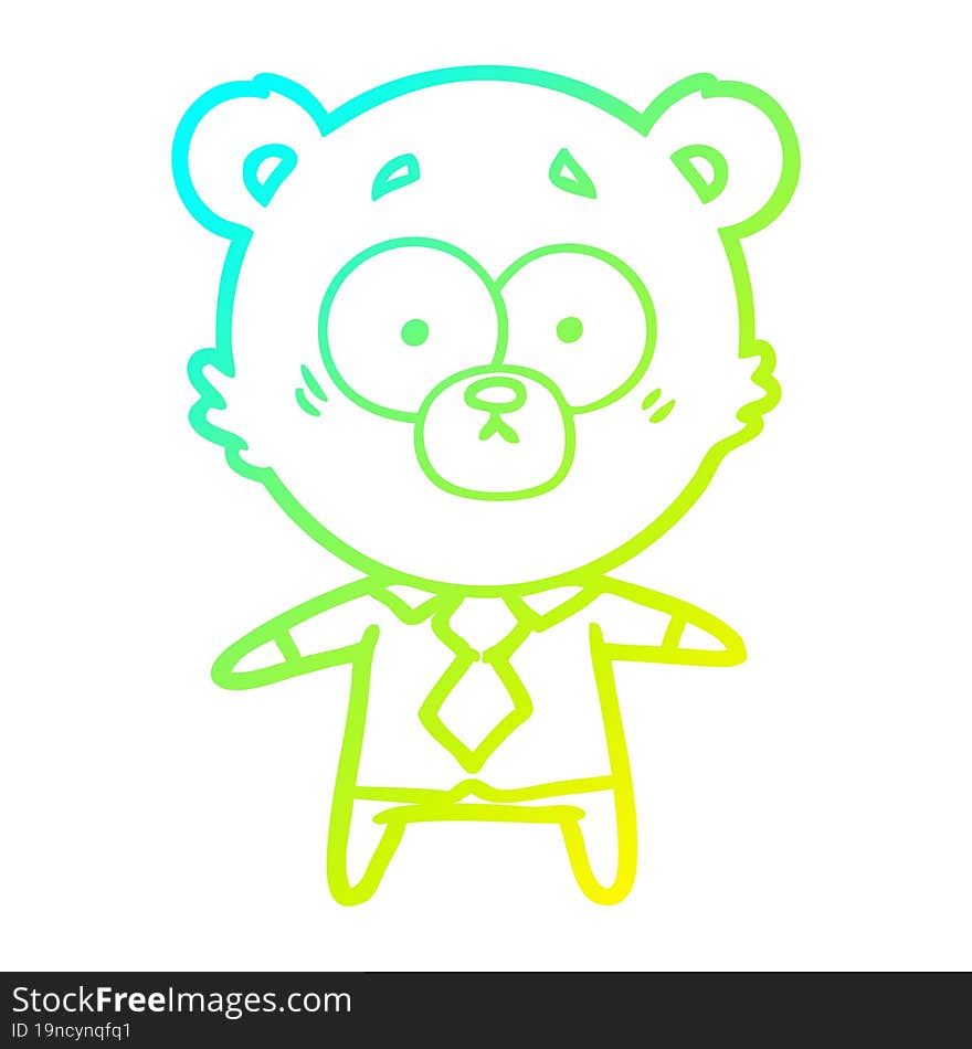 Cold Gradient Line Drawing Surprised Bear Cartoon