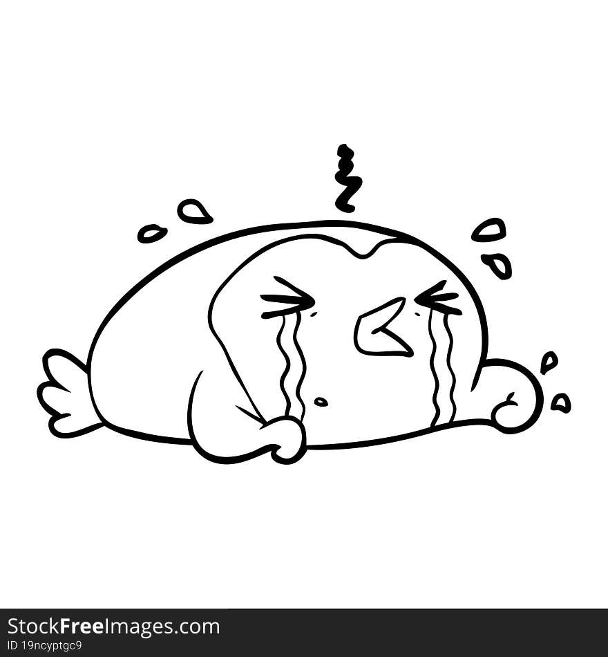 line drawing of a crying penguin. line drawing of a crying penguin