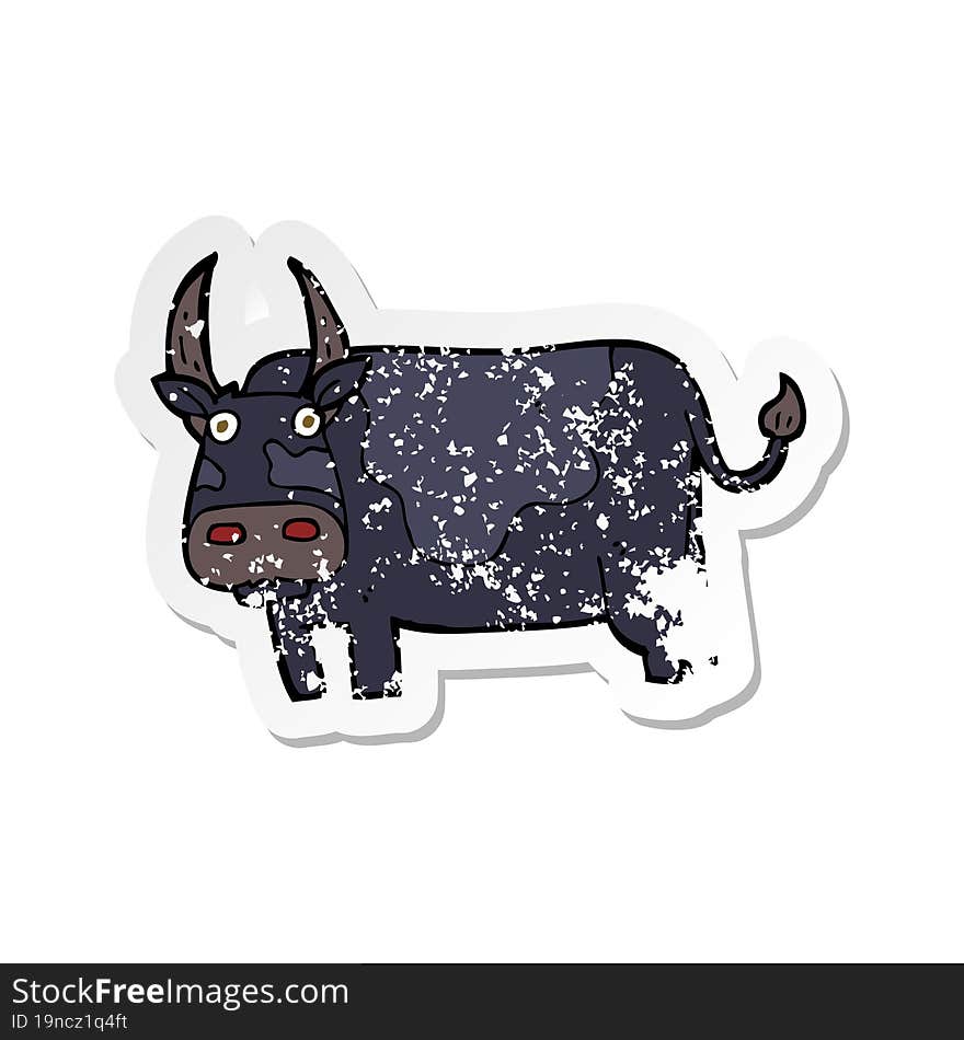 retro distressed sticker of a cartoon bull