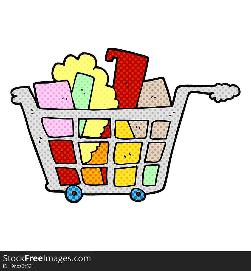 cartoon shopping trolley