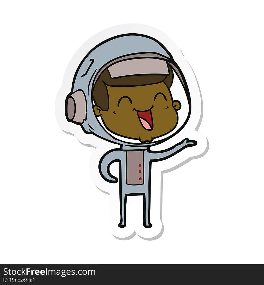 Sticker Of A Happy Cartoon Astronaut