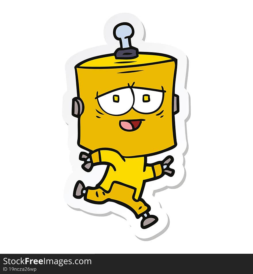 Sticker Of A Cartoon Robot