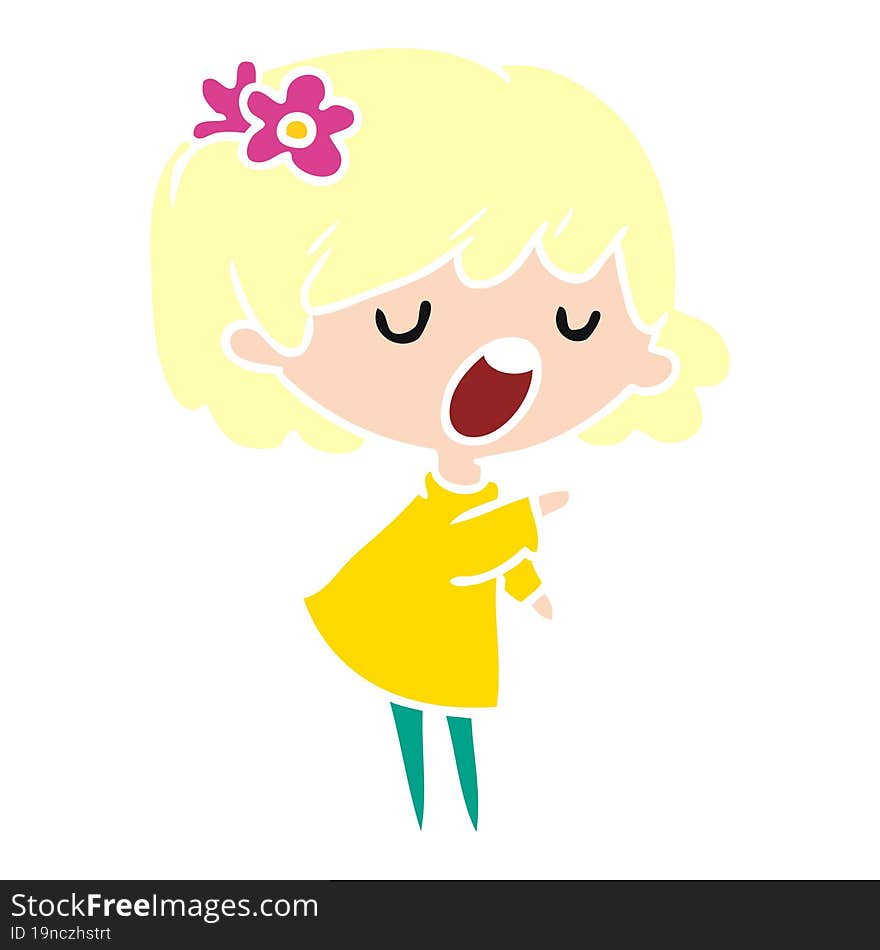 cartoon illustration of a cute kawaii girl. cartoon illustration of a cute kawaii girl