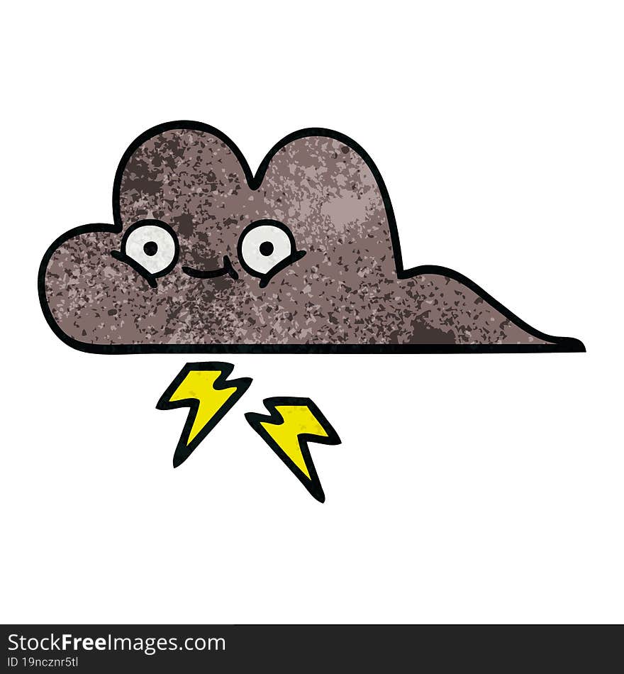 Retro Grunge Texture Cartoon Storm Cloud