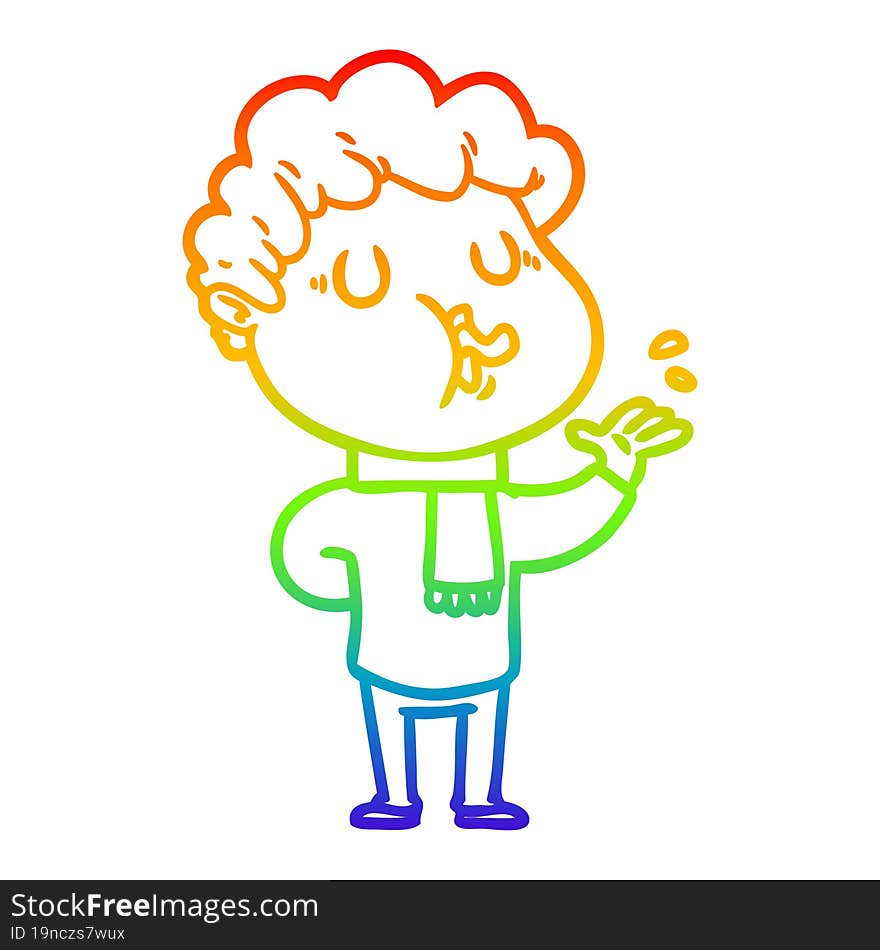 rainbow gradient line drawing cartoon man singing