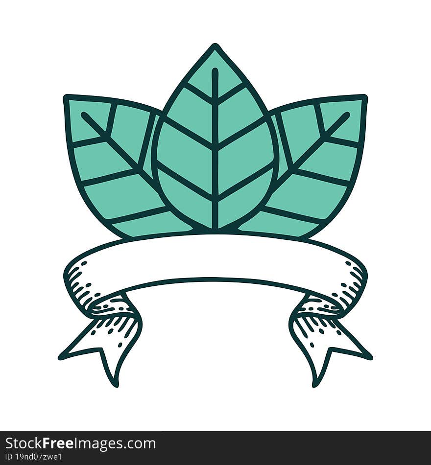 tattoo with banner of a leaf