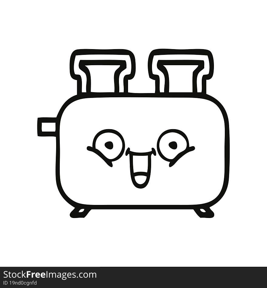 line drawing cartoon of a of a toaster