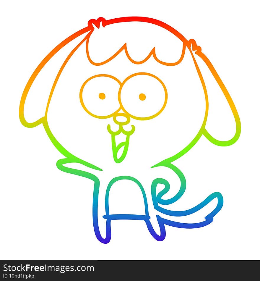 rainbow gradient line drawing of a cute cartoon dog