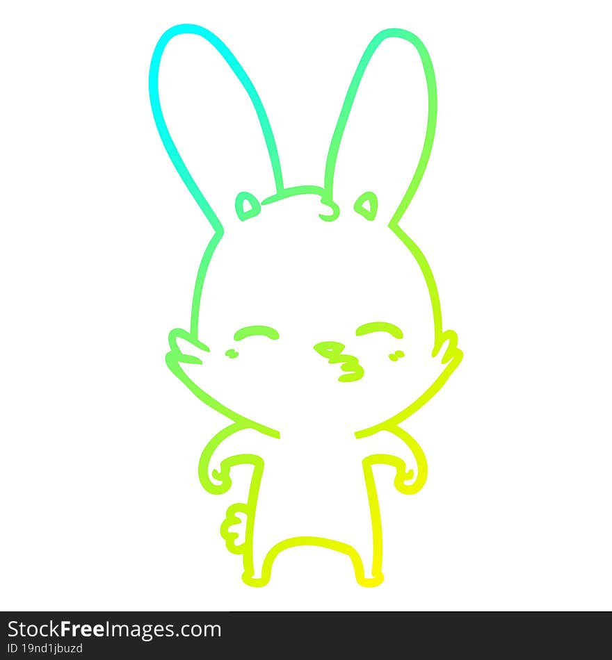 Cold Gradient Line Drawing Curious Bunny Cartoon