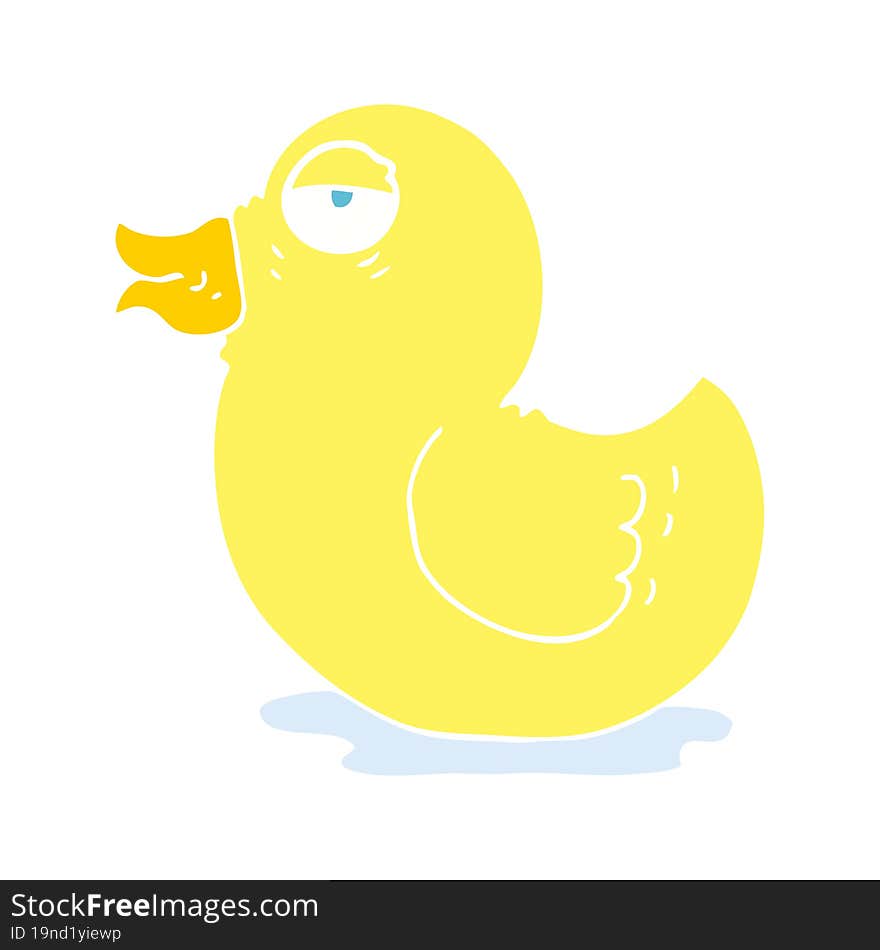 flat color illustration of a cartoon rubber duck