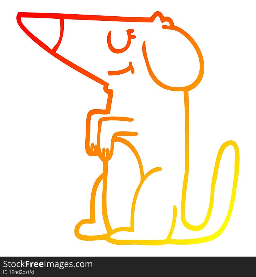 warm gradient line drawing cartoon well behaved dog