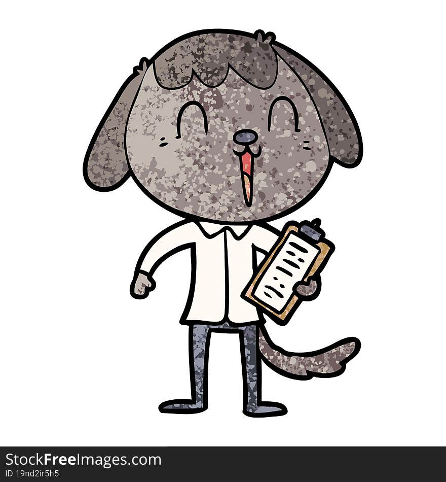 cute cartoon dog wearing office shirt. cute cartoon dog wearing office shirt