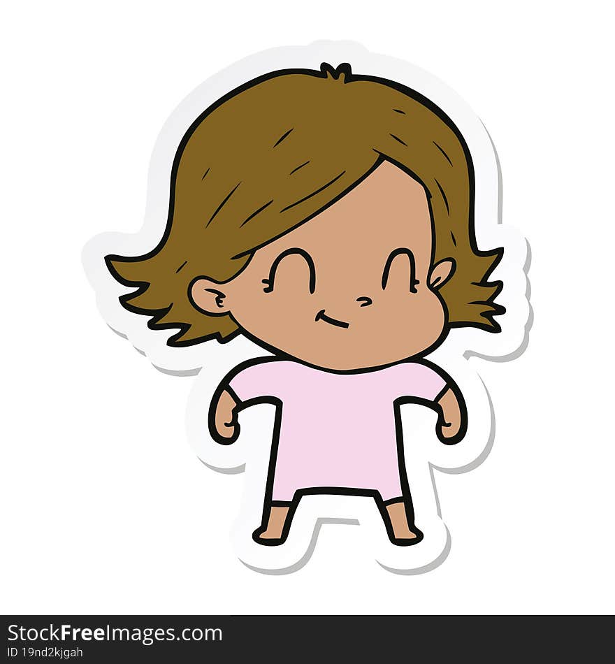 sticker of a cartoon friendly girl