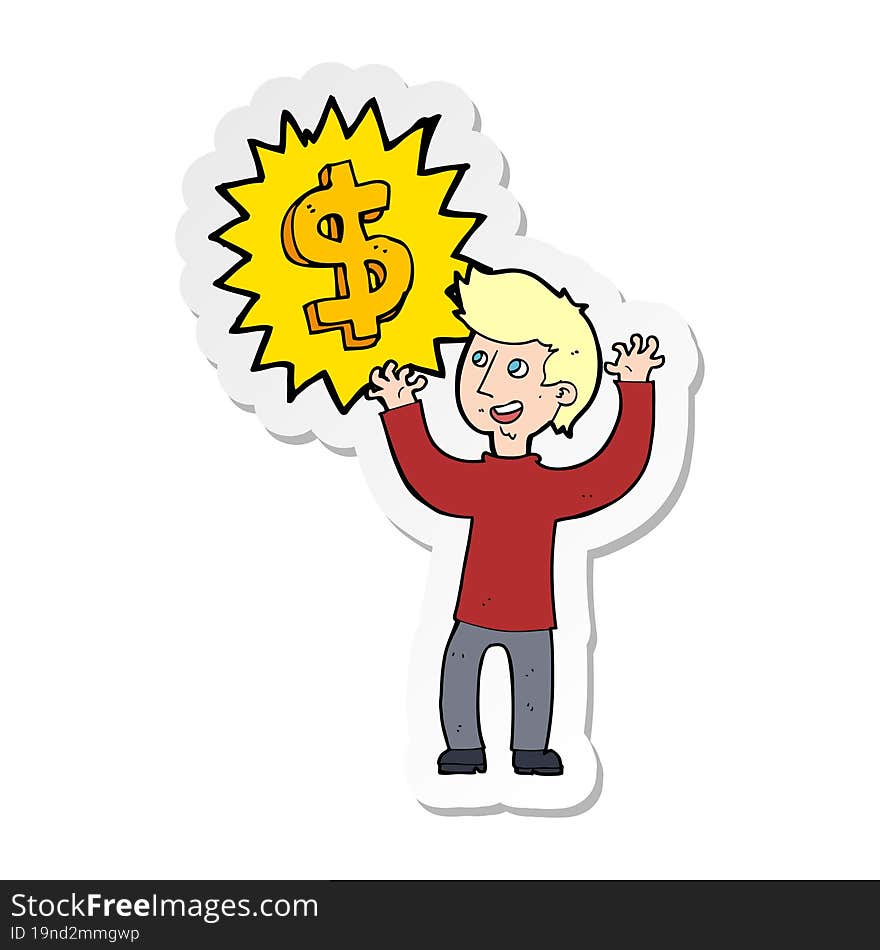 sticker of a making money cartoon