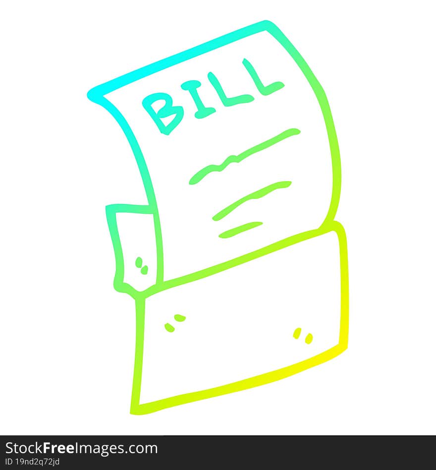 cold gradient line drawing of a cartoon debt bill