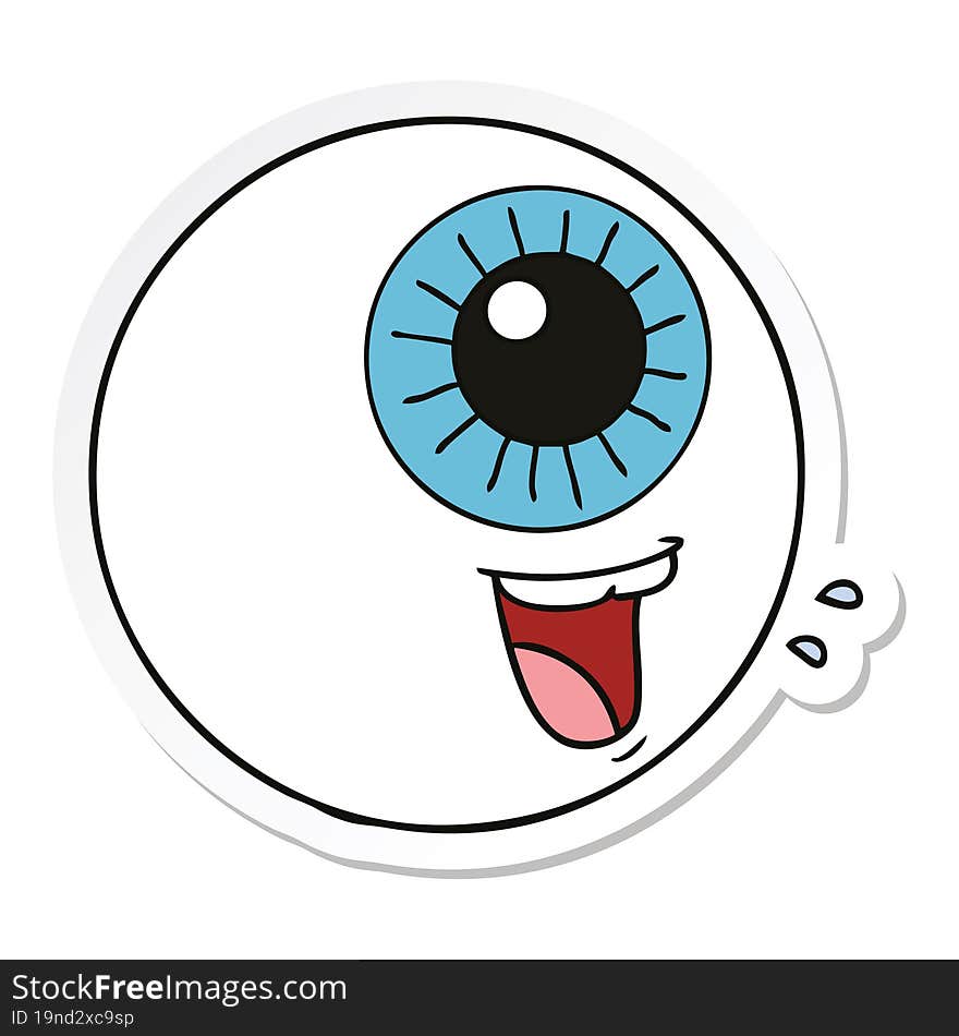 sticker of a cartoon eyeball laughing