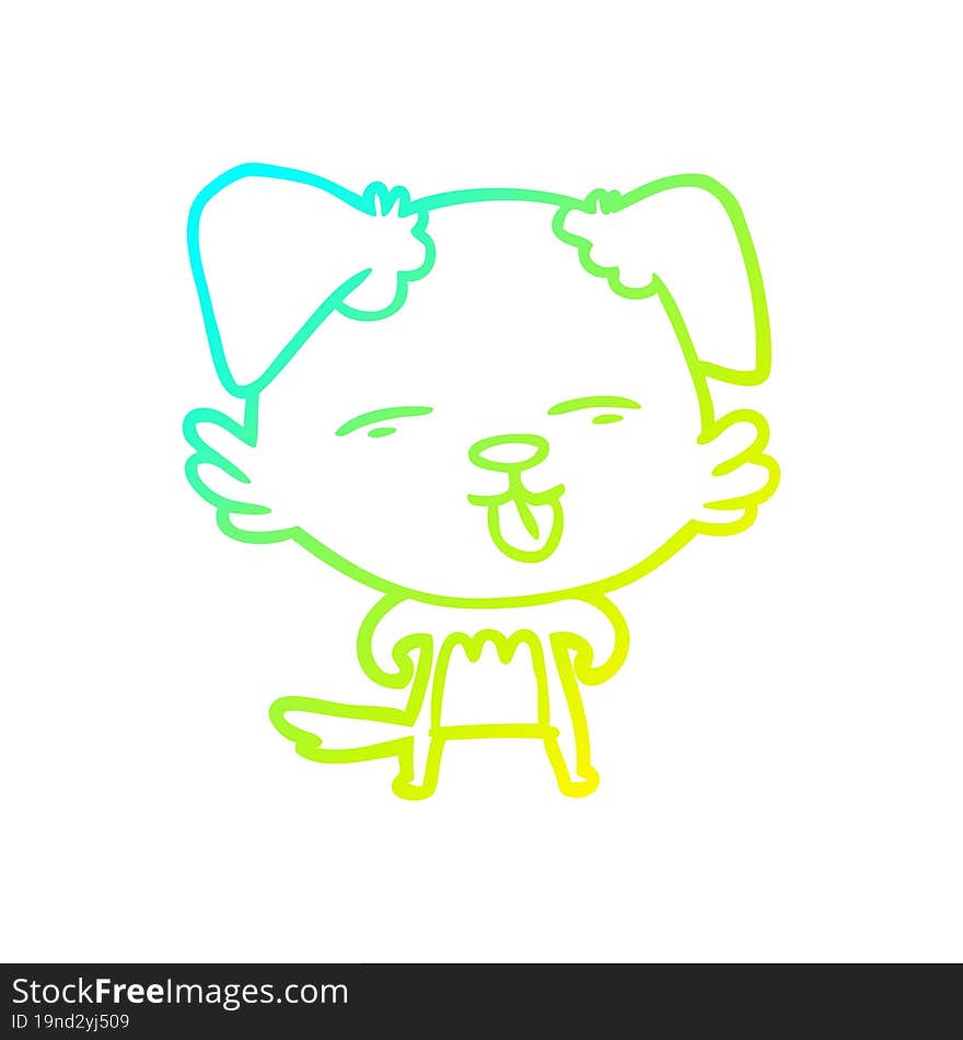 cold gradient line drawing cartoon dog sticking out tongue