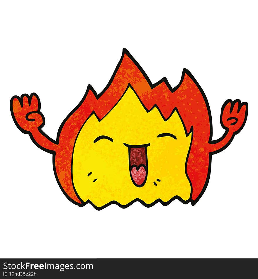 Cartoon Doodle Happy Red Flame