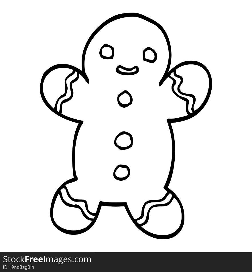 line drawing cartoon gingerbread man