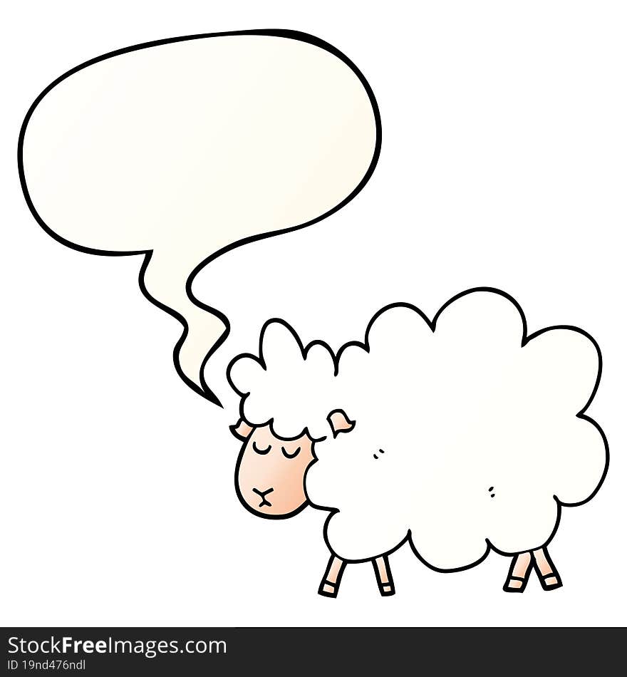 Cartoon Sheep And Speech Bubble In Smooth Gradient Style