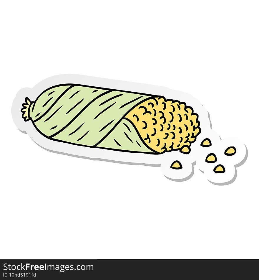 sticker cartoon doodle of fresh corn on the cob