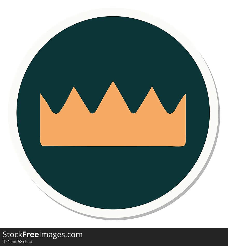 sticker of tattoo in traditional style of a crown. sticker of tattoo in traditional style of a crown