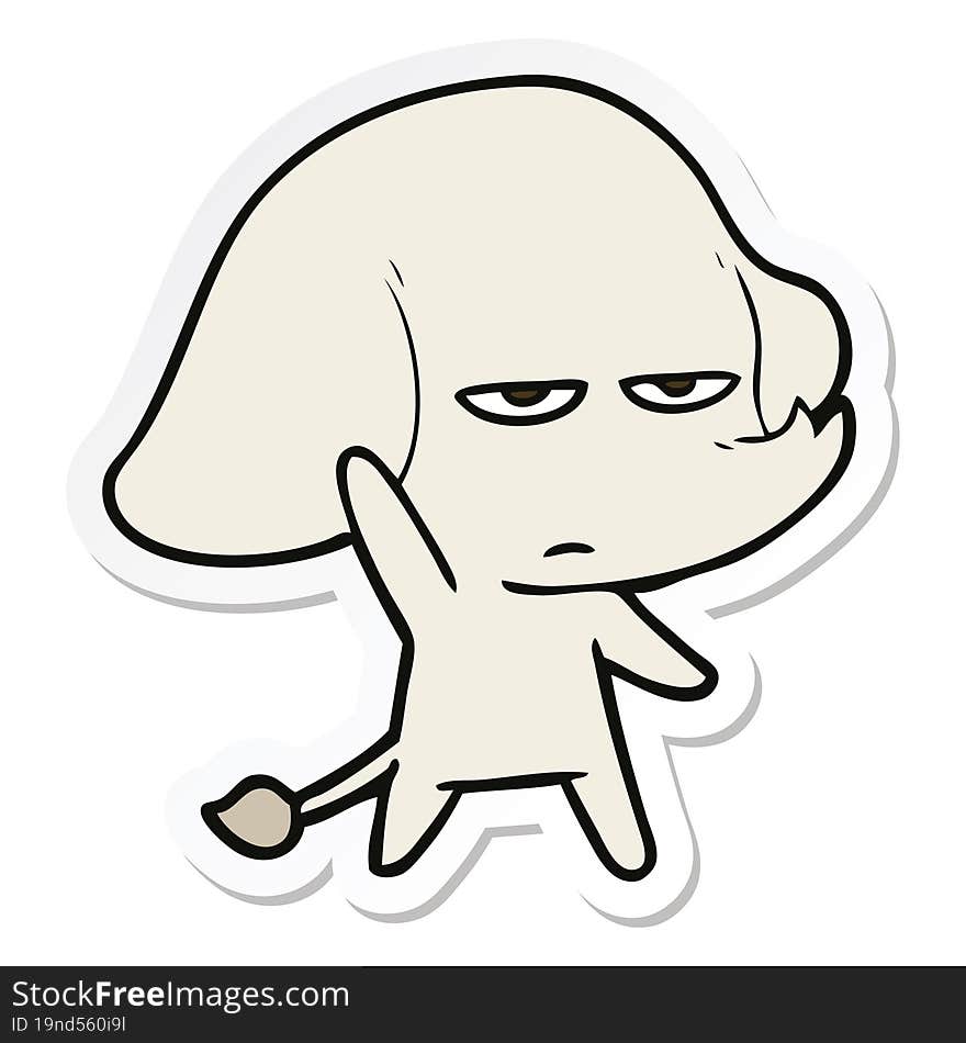 sticker of a annoyed cartoon elephant