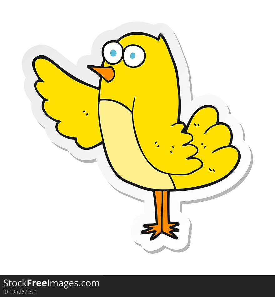 Sticker Of A Cartoon Bird