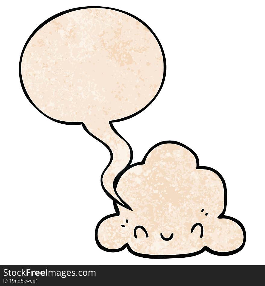 cartoon cloud and speech bubble in retro texture style