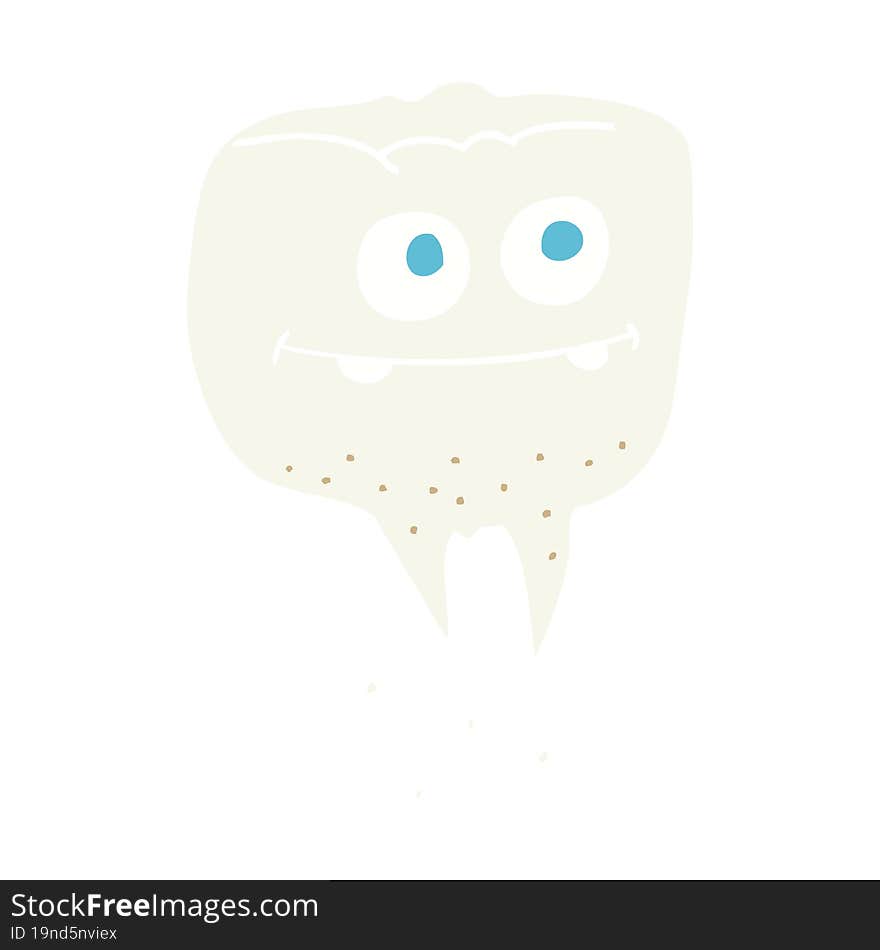 Flat Color Illustration Of A Cartoon Tooth