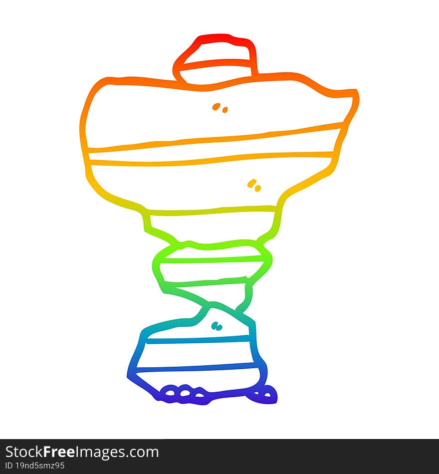 rainbow gradient line drawing cartoon of stacked stones