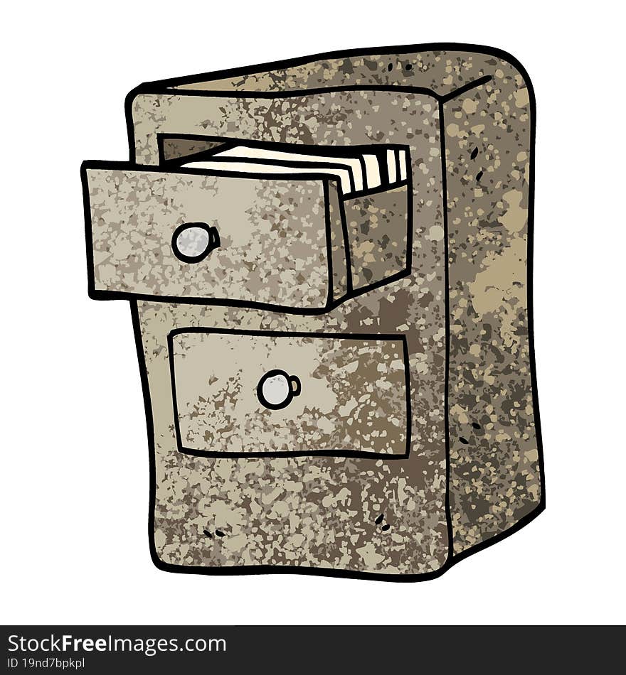 grunge textured illustration cartoon drawers of files