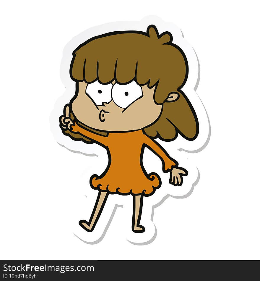 Sticker Of A Cartoon Whistling Girl