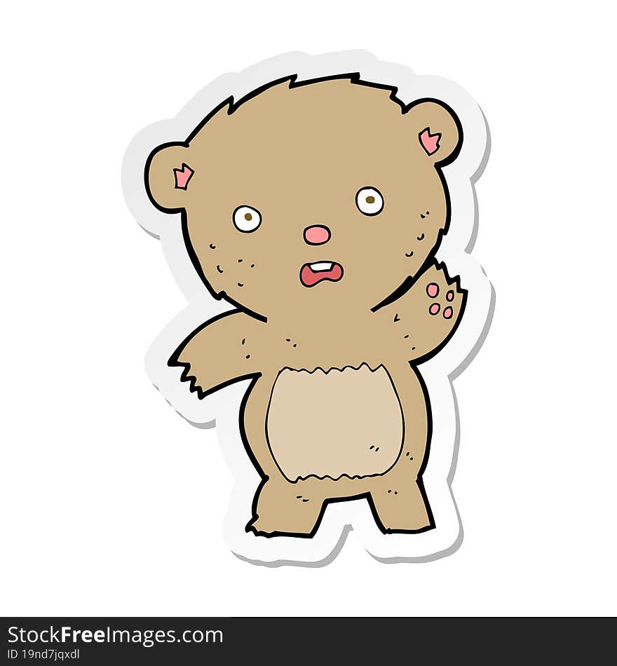 sticker of a cartoon unhappy teddy bear