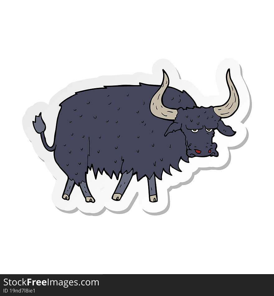 sticker of a cartoon annoyed hairy ox