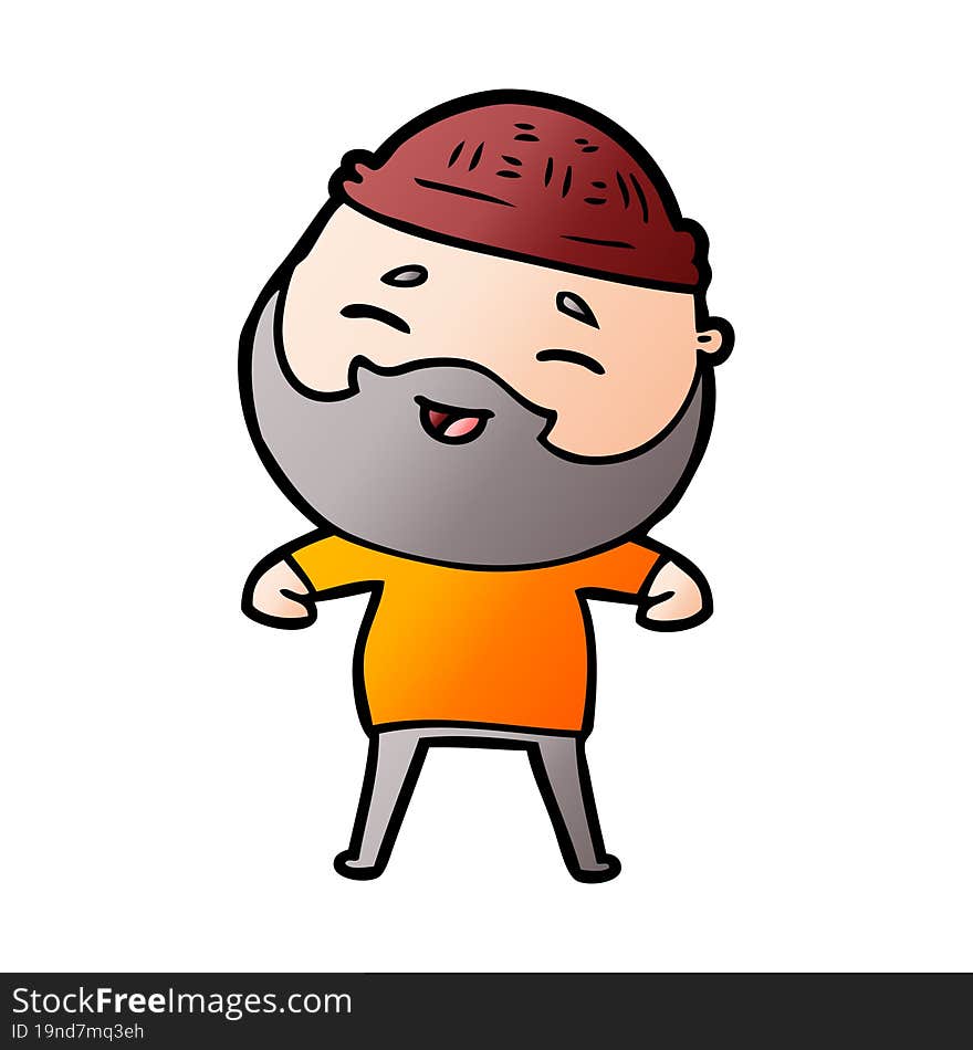 cartoon happy bearded man. cartoon happy bearded man