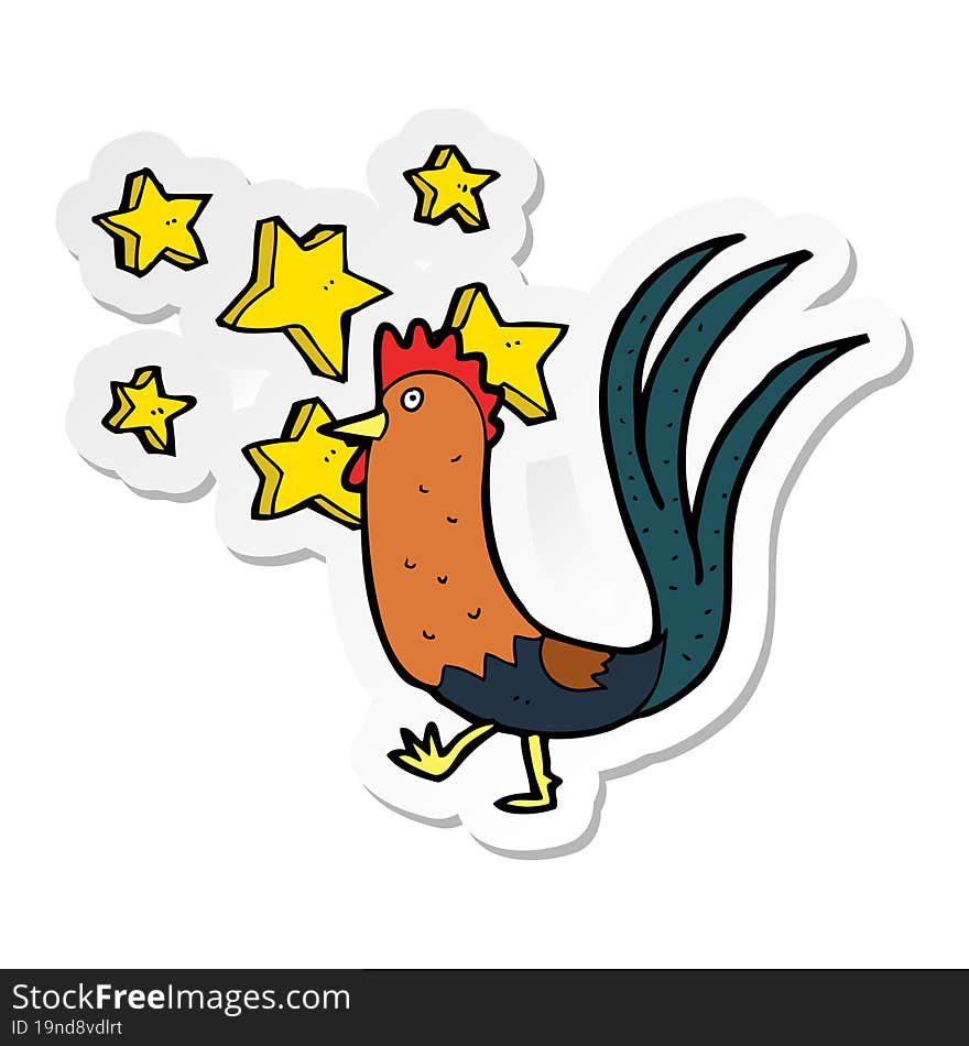 sticker of a cartoon prize cockerel