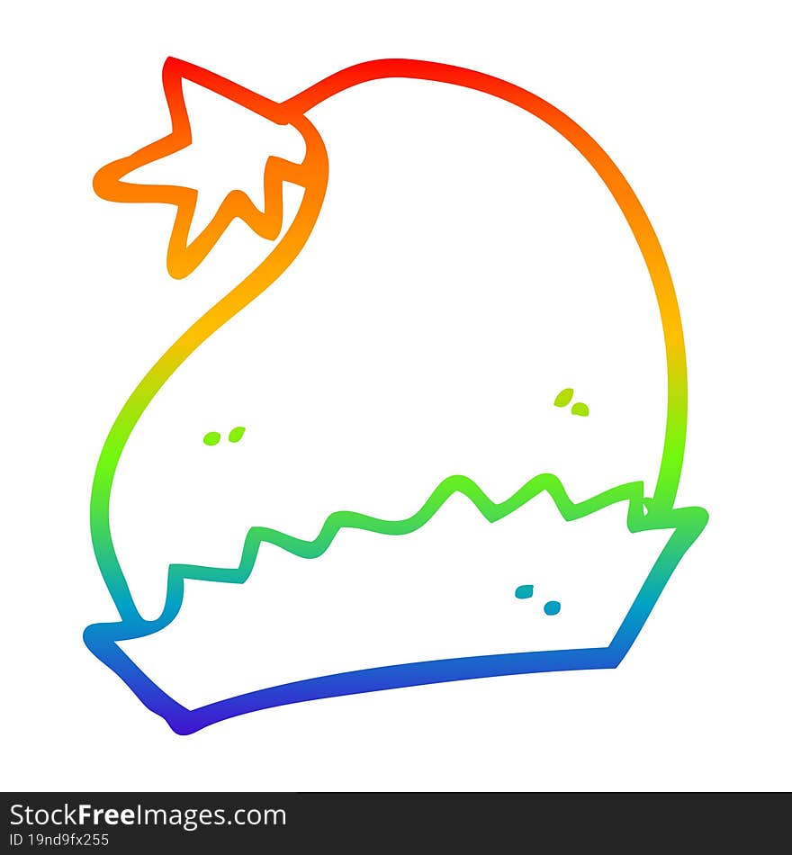 rainbow gradient line drawing cartoon santa hat