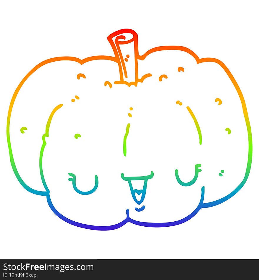 Rainbow Gradient Line Drawing Cartoon Pumpkin