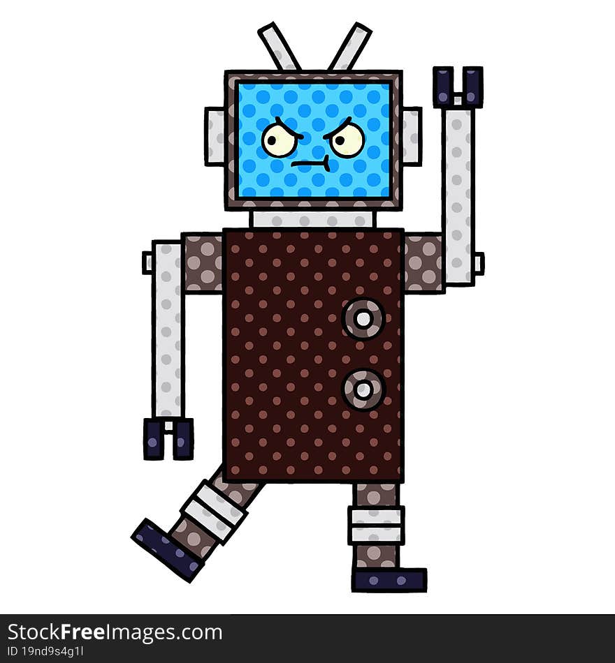 Comic Book Style Cartoon Robot