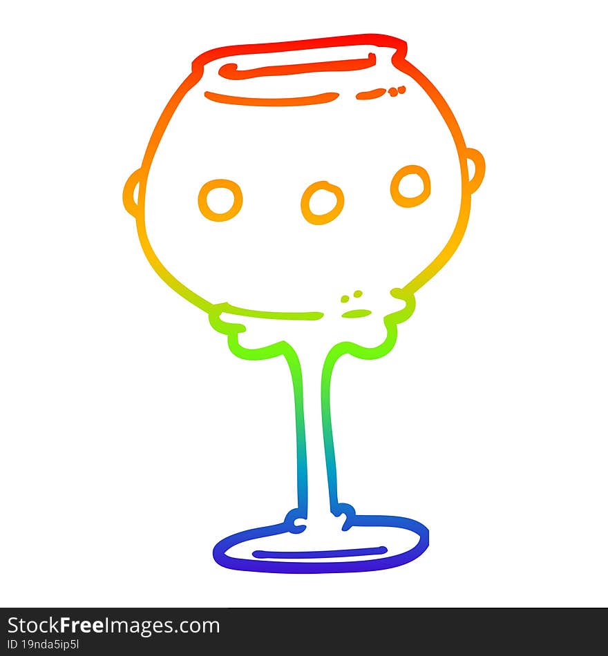 Rainbow Gradient Line Drawing Cartoon Metal Goblet