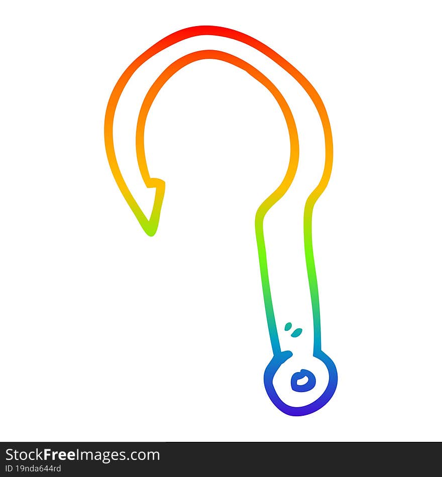 rainbow gradient line drawing cartoon fish hook