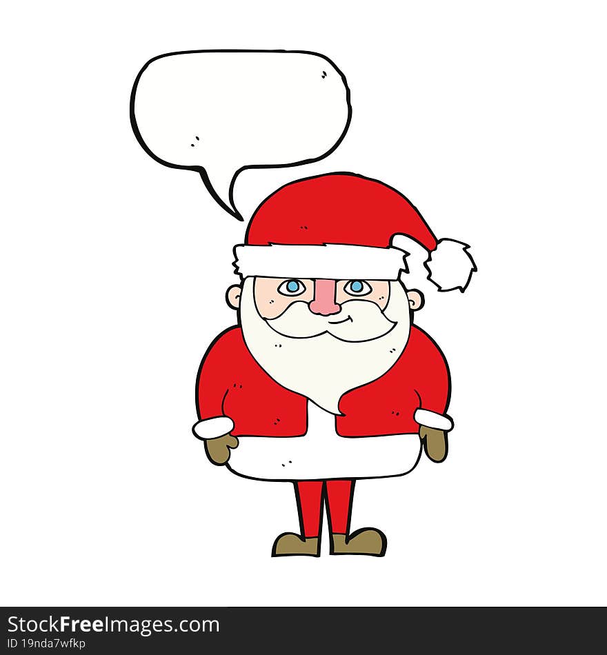 cartoon happy santa claus with speech bubble