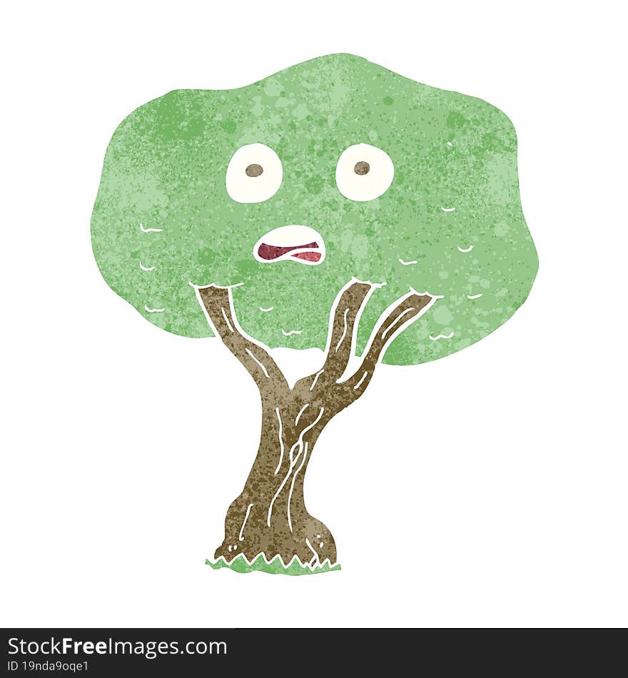 cartoon unhappy tree. cartoon unhappy tree