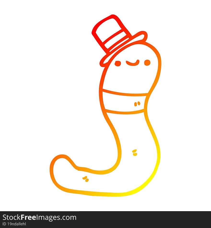 warm gradient line drawing cute cartoon worm