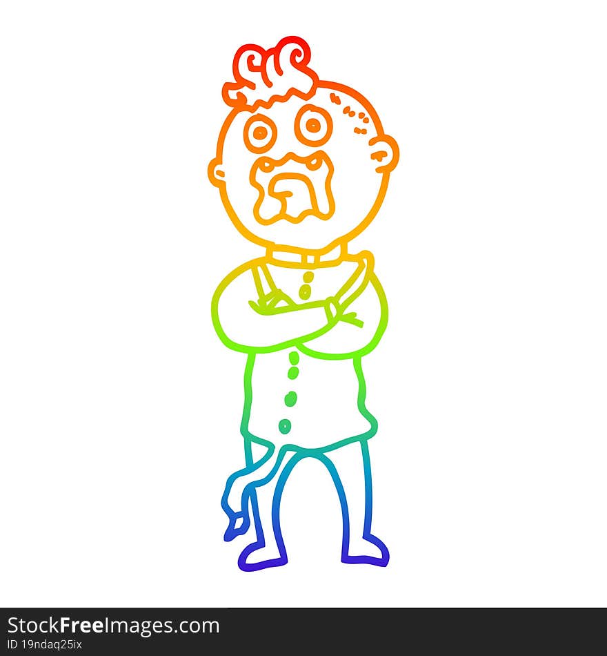 rainbow gradient line drawing cartoon mad man