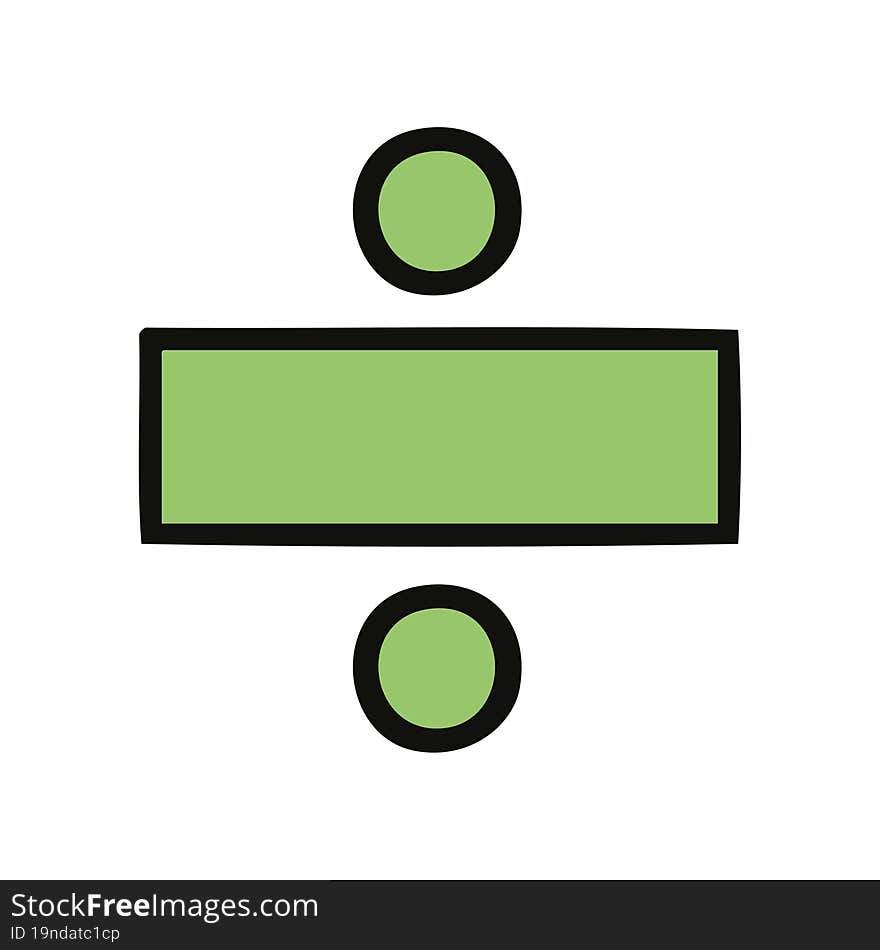 cute cartoon of a division symbol. cute cartoon of a division symbol