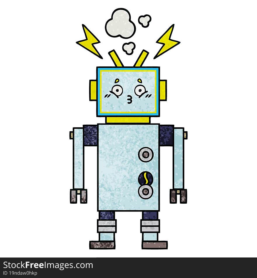 Retro Grunge Texture Cartoon Robot