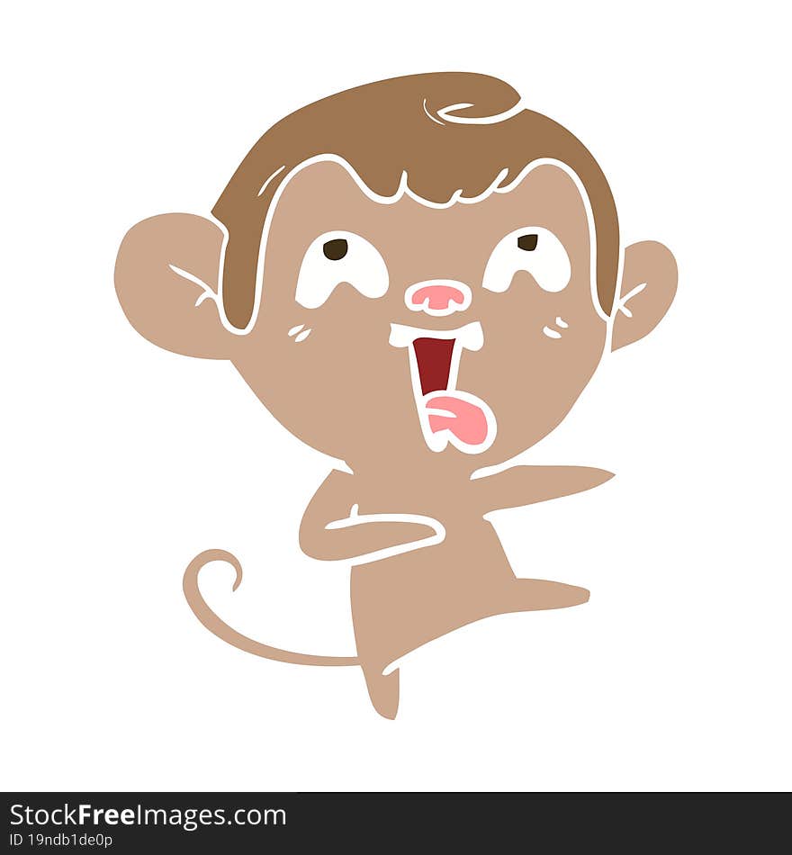 Crazy Flat Color Style Cartoon Monkey