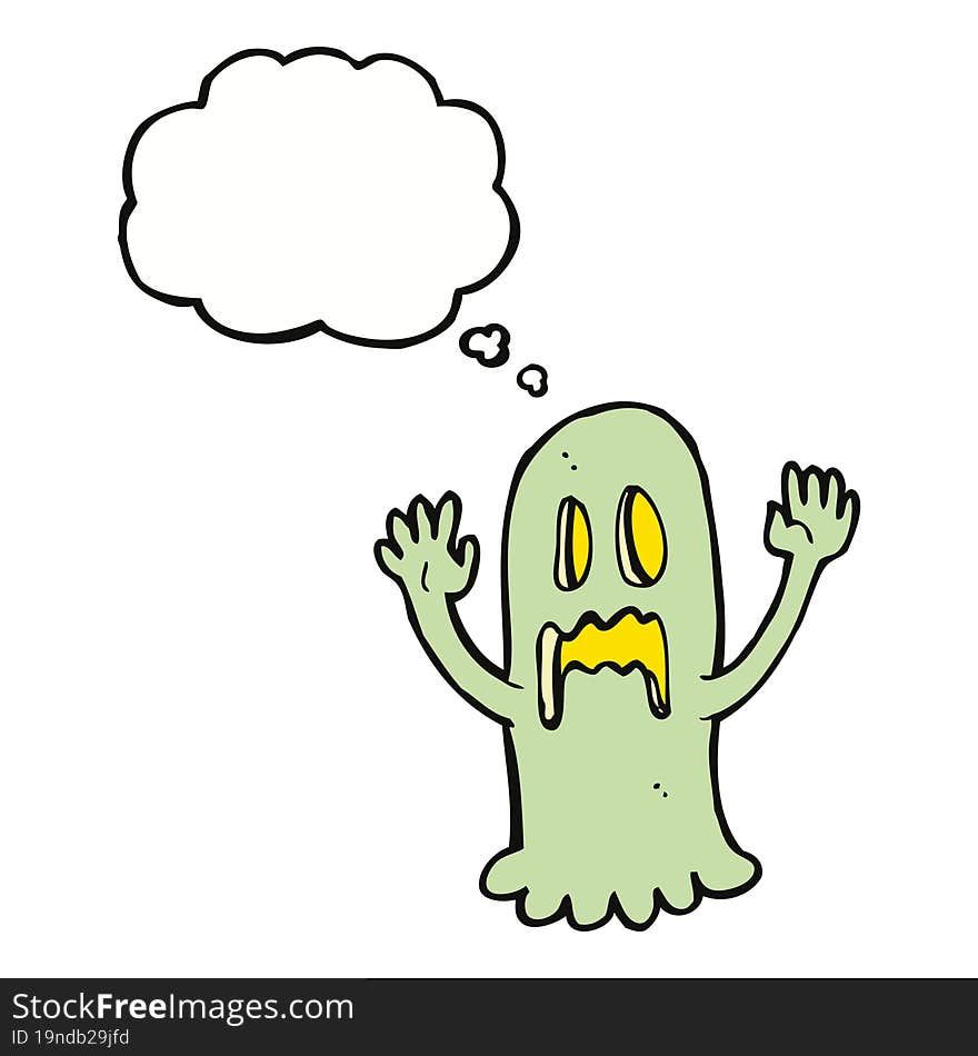 Cartoon Spooky Ghost With Thought Bubble